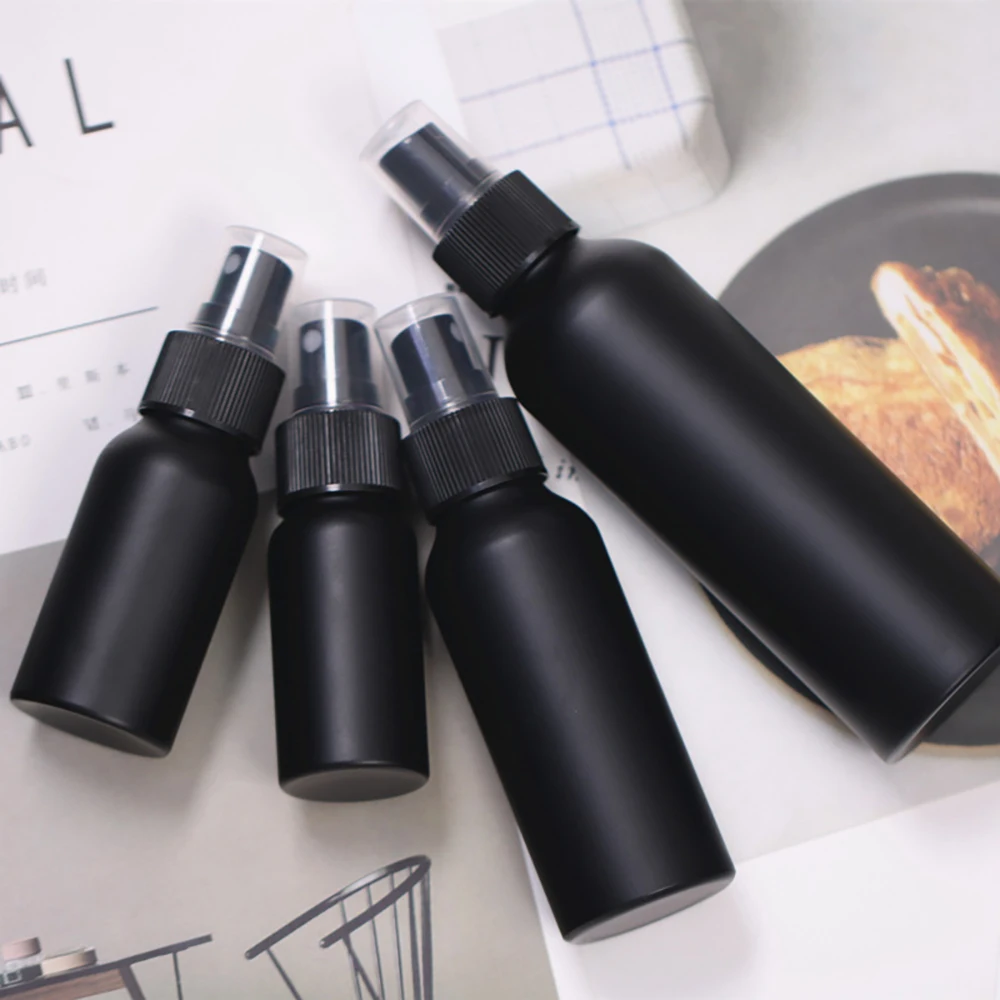 30/50/100/150ml Black Aluminum Refillable Spray Bottle Portable Lotion Cosmetics Atomizer Empty Container Bottles for Travel