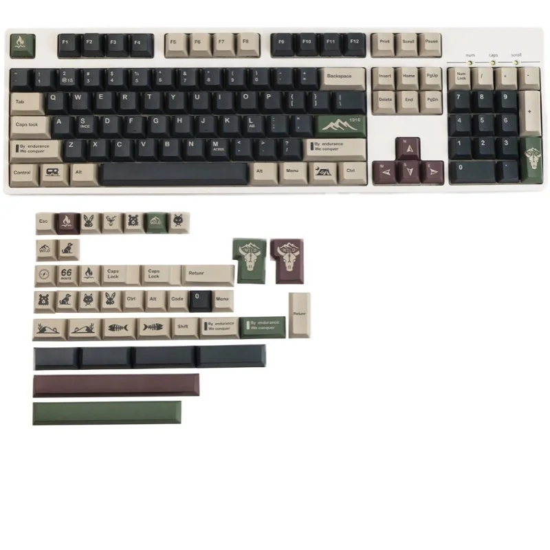 Wilderness poškrabané PBT horké sublimace kláves mechanická klávesnice s originální vysoce retro plný sada z osobnost additions