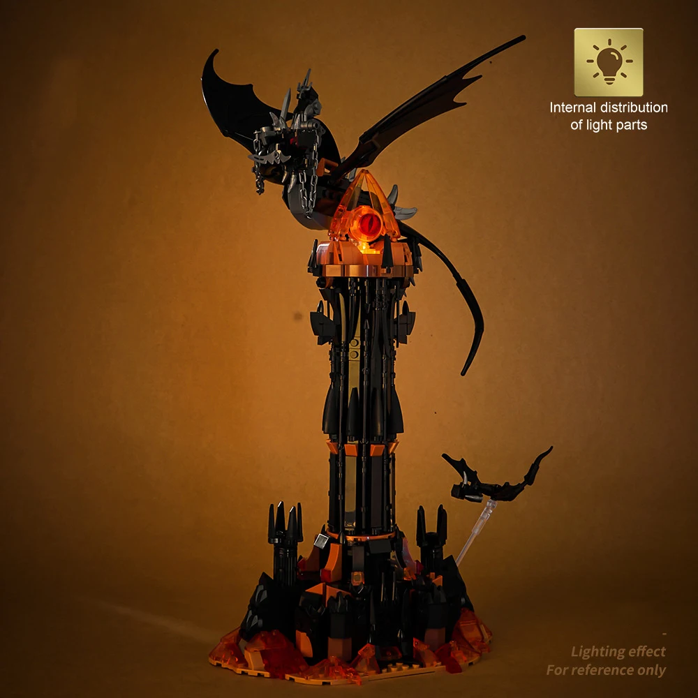 ชุดตัวต่อบล็อกสร้างสรรค์ ภาพยนตร์ สถาปัตยกรรม อาคาร ของเล่นสะสม ดาร์กทาวเวอร์ พร้อมไฟ สำหรับเป็นของขวัญ