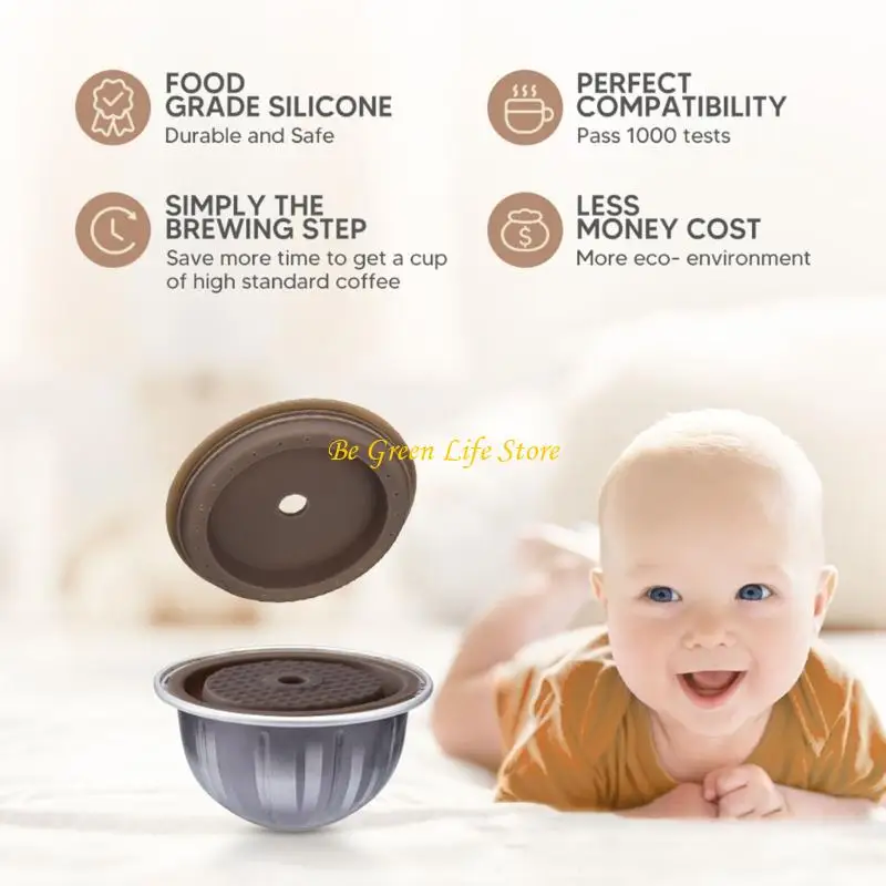 M7DF 2PCS CAPSULES PODS CAPS LIDS LIDS for Reusable Silicone Cover Lid Lid Kitchenのために再利用可能