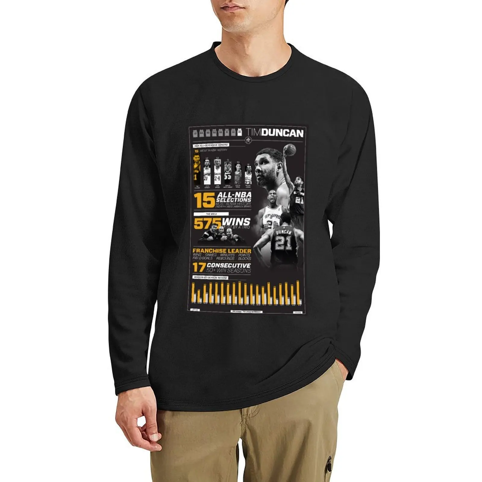 

Tim Duncan History Long T-Shirt sweat shirt graphics t shirt hippie clothes aesthetic clothes mens big and tall t shirts