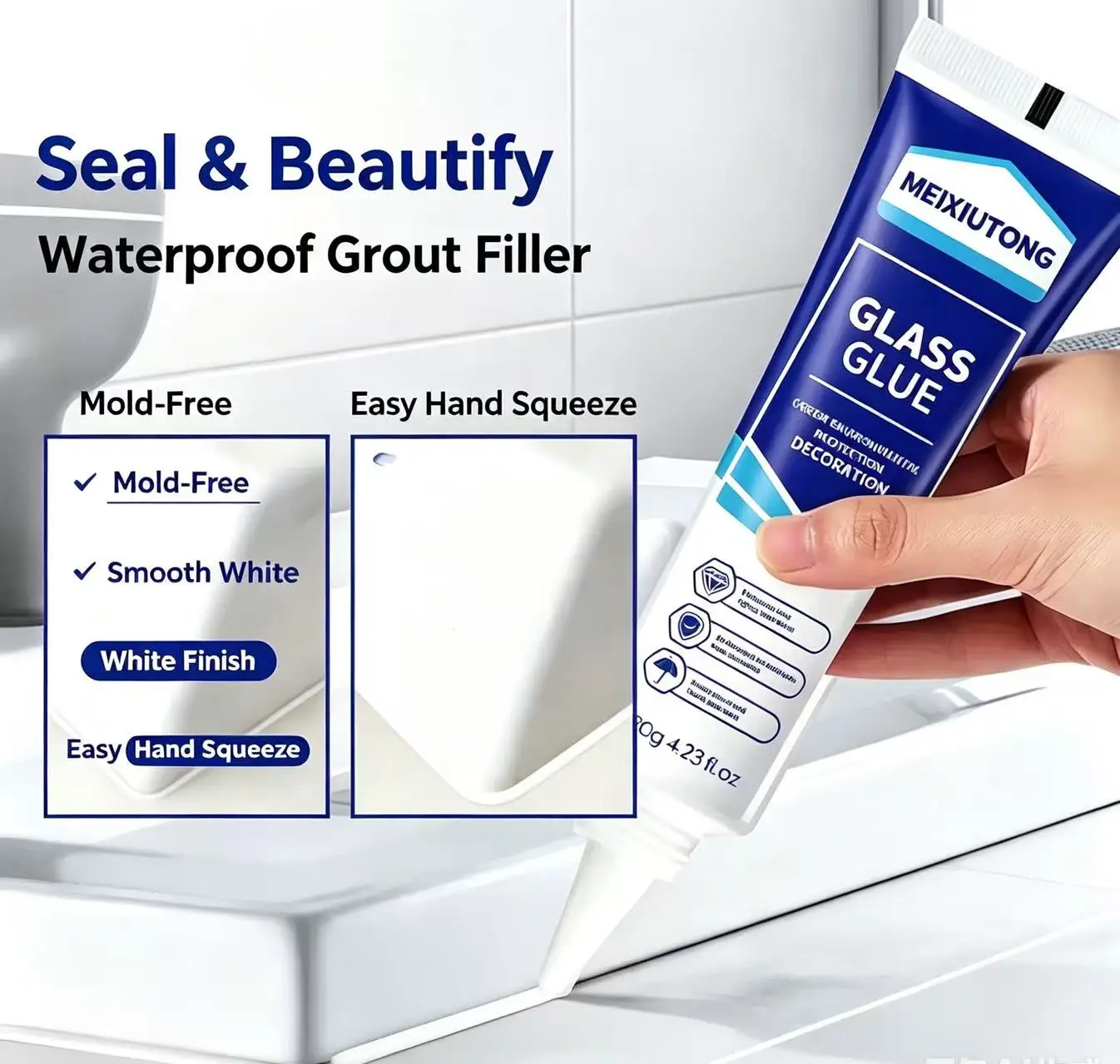 Mold-Resistant Glass Adhesive Filler Structural Sealant Toilet Gap Filler Edge Sealing Sink Base Trim Window And Glass Repair Ki