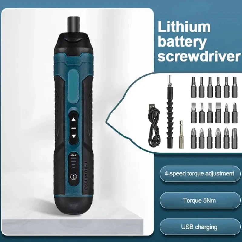 Electric Screwdriver Rechargeable Adjustable Electric Drill 1300 MAh Multi-Functional Disassembly Tool and Torque Repair Tool