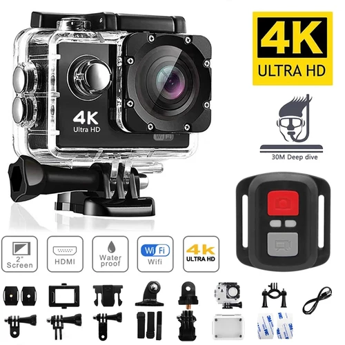 Cámara de acción Original Ultra HD 4K, 1080P/30FPS, WiFi 170D, buceo, casco impermeable, vídeo, Control remoto, Mini cámara deportiva