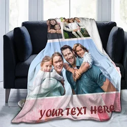 JISHUIWH Custom Blanket with Photos Text Personalized Flannel Throw Blankets Customized Bedding Throw Blanket Custom Gifts