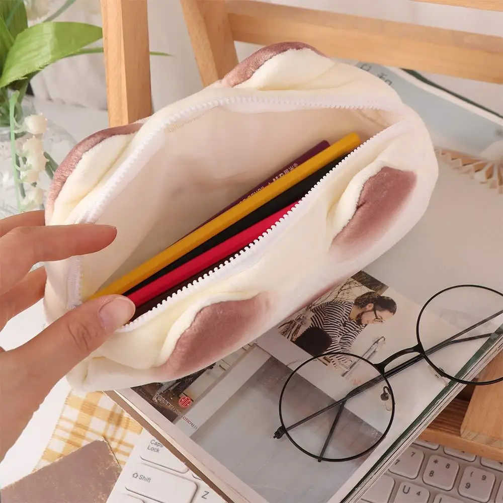 Creative Roast Bread Stationery Bag Design Blusher Cat Pencil Bag Large Capacity Storage Bag Office