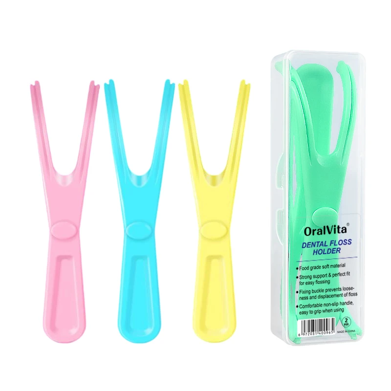*1/2Pcs Reusable Pick Holder Y Shape Plastic Dental Floss Rack Teeth Clean Care Tool Without Dental Floss Oral Hygiene Toothpick