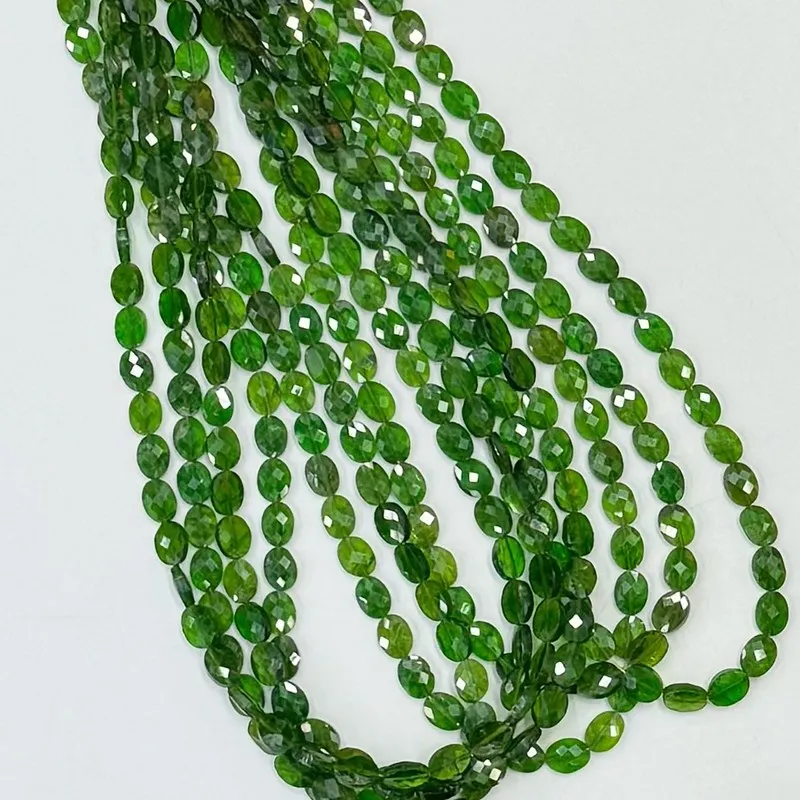 7A Diopside green FLAT OVAL faceted 6*8mm nature  for making jewelry necklace 40cm FPPJ wholesale loose beads