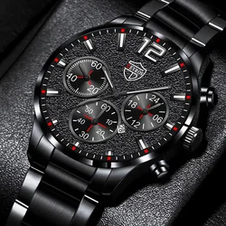 Fashion Mens Sports Watches for Men Business Calendar Luminous Clock Luxury Man Stainless Steel Quartz Wrist Watch часы мужские