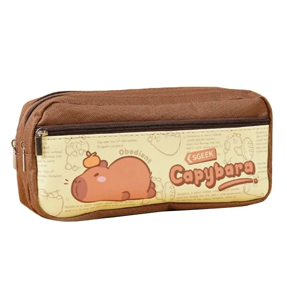 High Quality Canvas Pen Bag Panda/Capybara Large Capacity Pencil Case Multifunctional Pen Box Gift