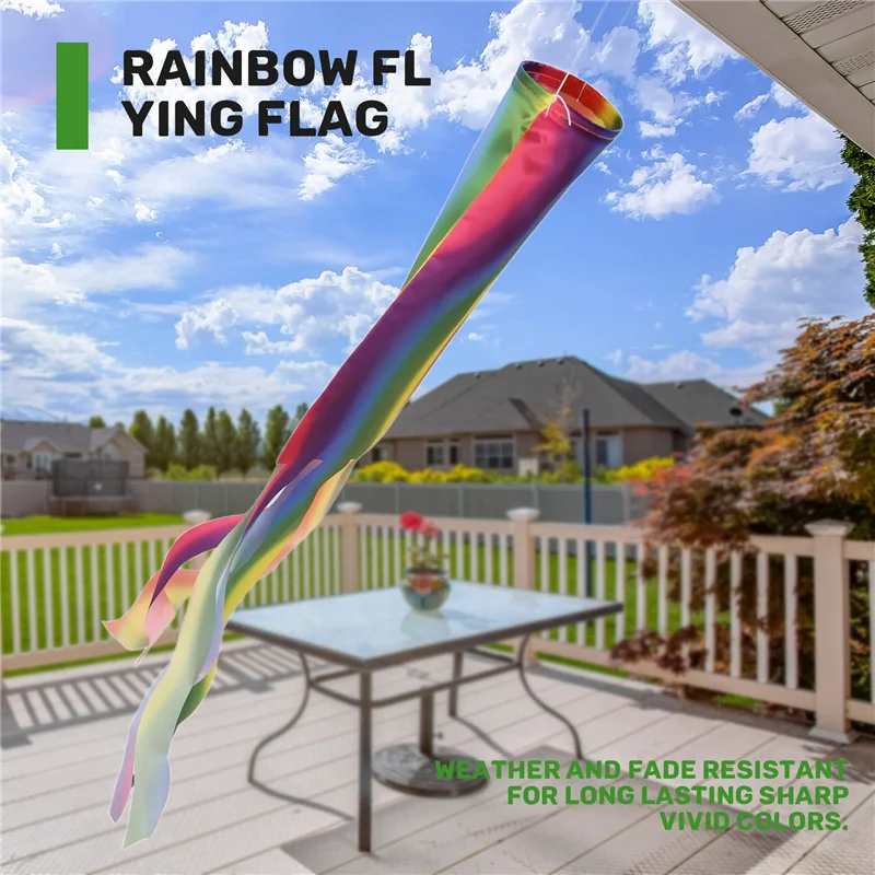MLGB-Regenbogen Windsack Wind Streamer Flagge Garten Camping Dekoration Flagge 70CM