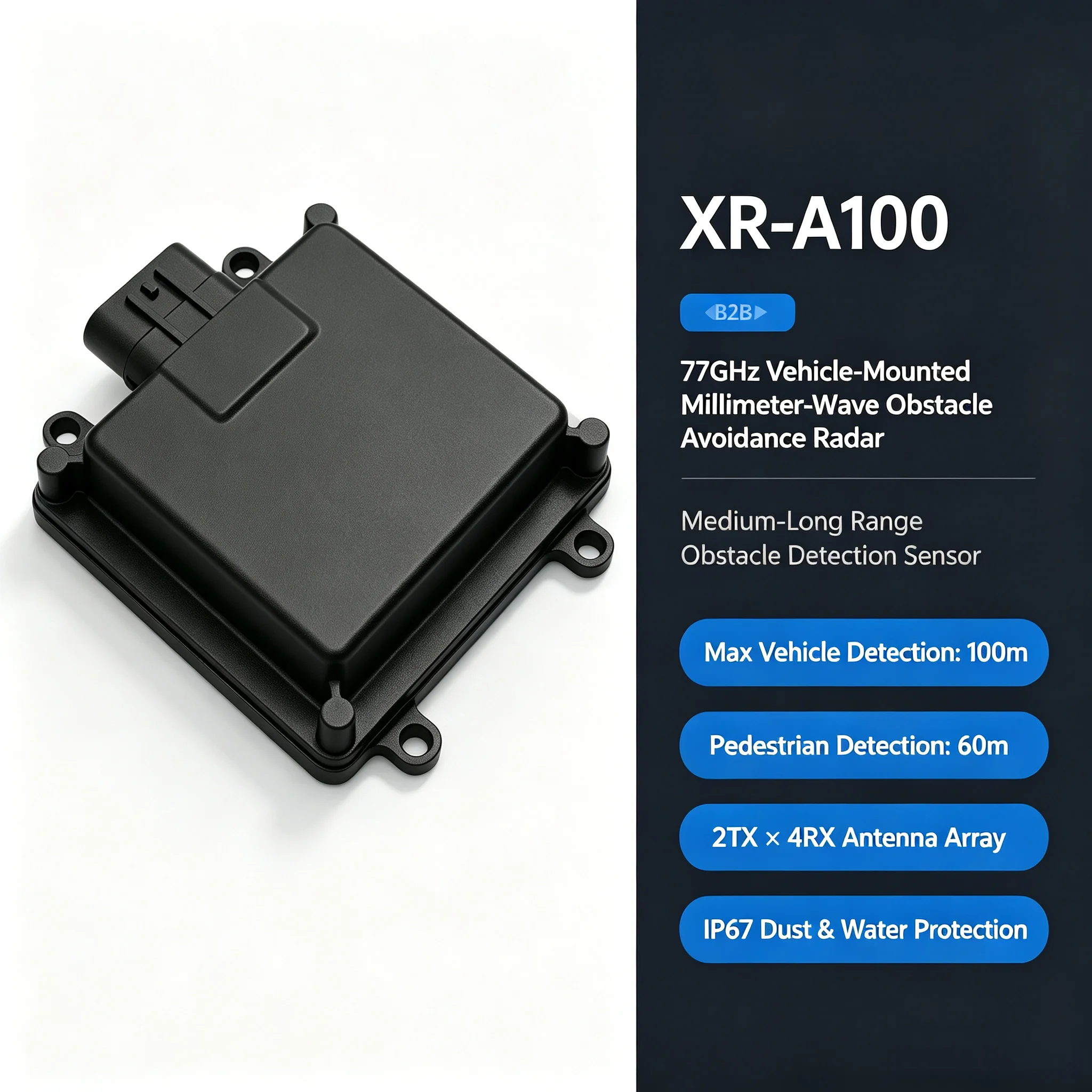 CAR XR-A100 Forward-Facing Automotive Radar Obstacle Avoidance Sensor for Car Parking Assist System