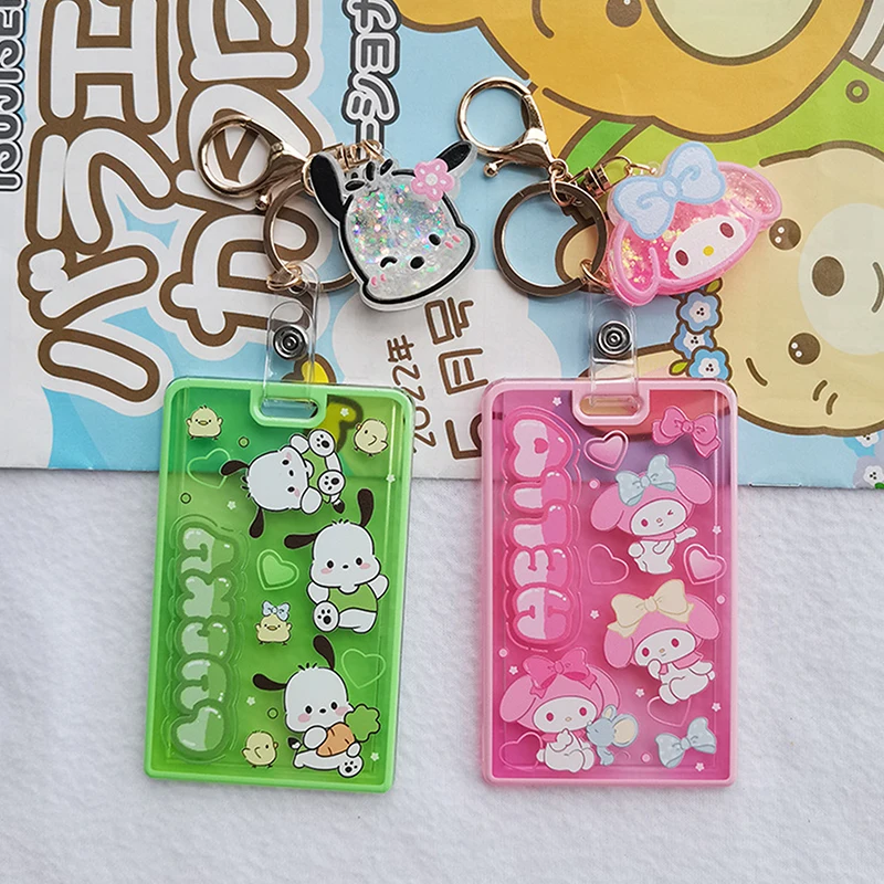 Sanrio Hello Kitty My Melody Cartoon Transparent Acrylic Card Cover Student Badge Card Holder Meal Card Bus Card Protective Case