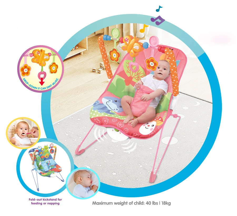 Electric Baby Rocking Chair Swing Baby Multi-Function Soothing Coaxing Reclining Chair Children\'s Music Toys Cotton Baby Rocker