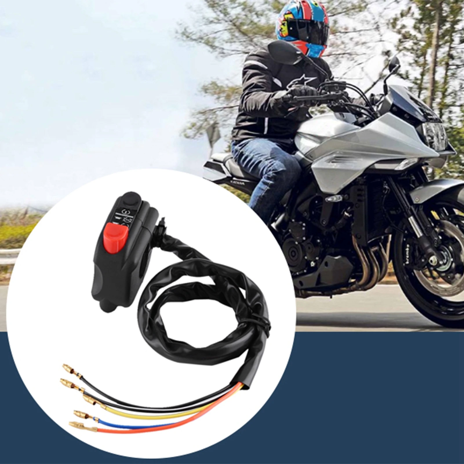 7/8inch Motorcycle Motorbike Handlebar Mount On Off Switch Assembly With Connecting Wires