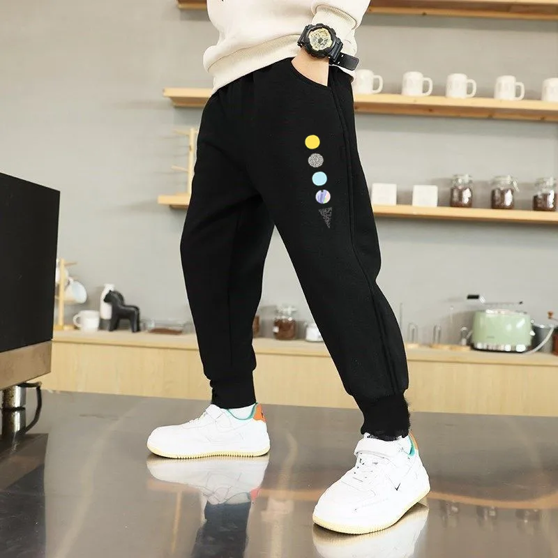 Spring Autumn Cotton Children Pants Baby Boys Leisure Sport Pants Kids Space Planet Print Trousers Students Sweatpants 3-14 Year