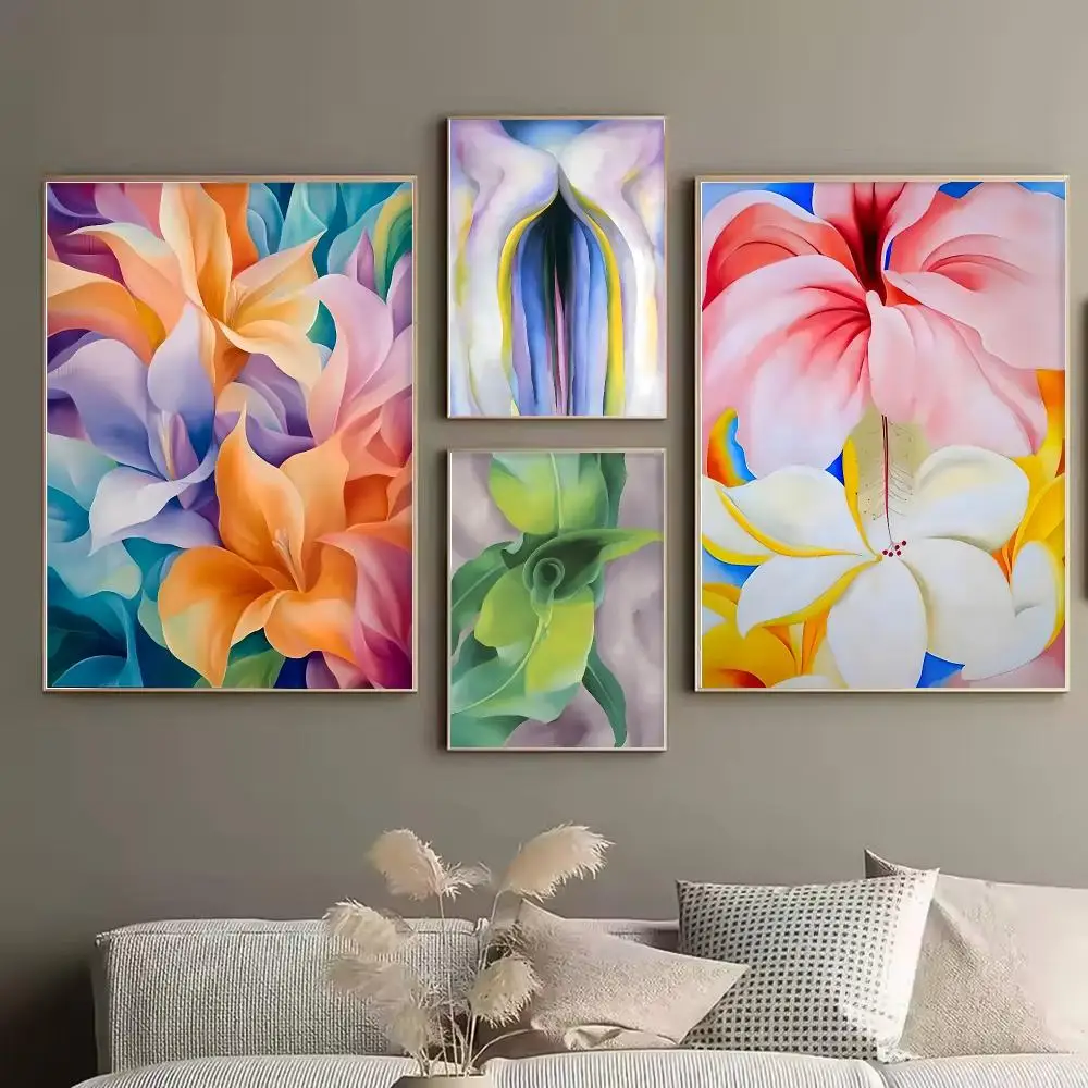 Georgia OKeeffe Abstract Flower Artwork Painting Calligraphy Stylish Canvas Poster Wall Art for Bedroom Home Decor Gift