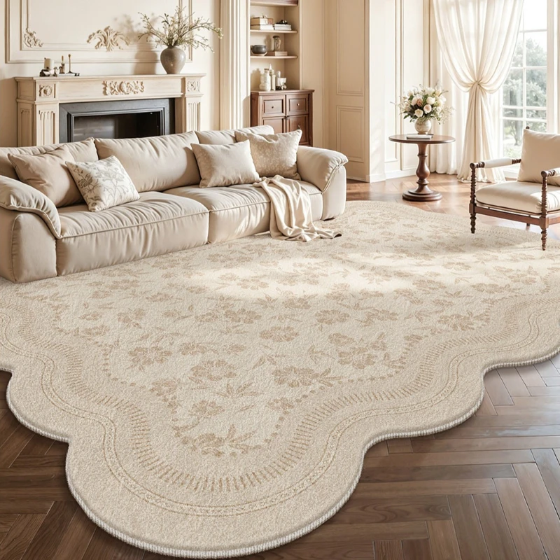 Cream Style Rugs for Bedroom Large Area Living Room Decoration Plush Carpet Irregular Thick Lounge Floor Mat Fluffy Soft Rug