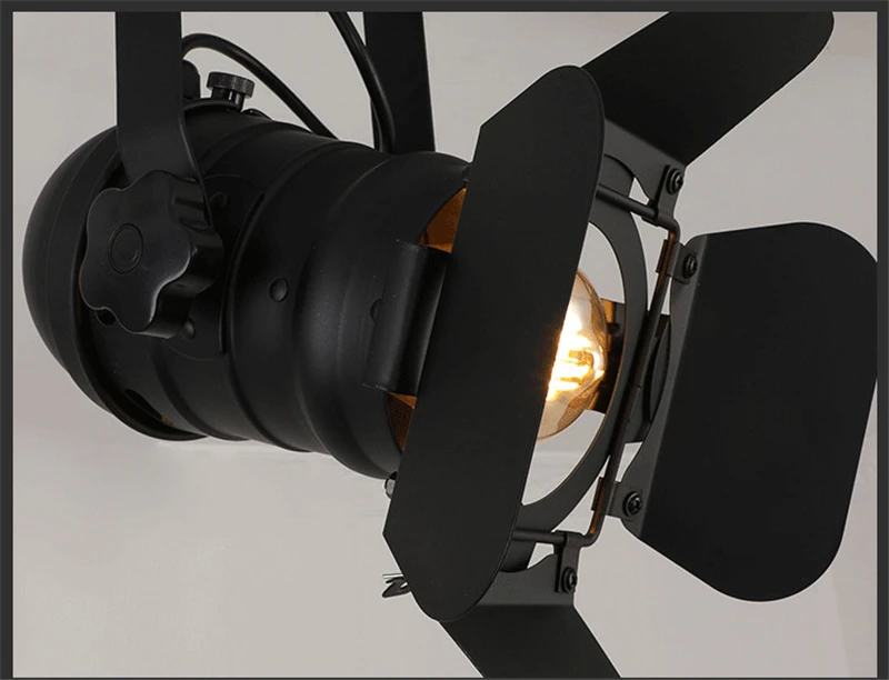 Modern LED Ceiling Lights American Retro Loft Iron Track Lamps Industrial E27 Bar Cafe Industrial Lighting Searchlight Fixtures