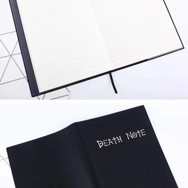 New A5 Anime Death Note Notebook Set Leather Journal and Necklace Feather Pen Animation Art Writing Journal Death Note Notepad