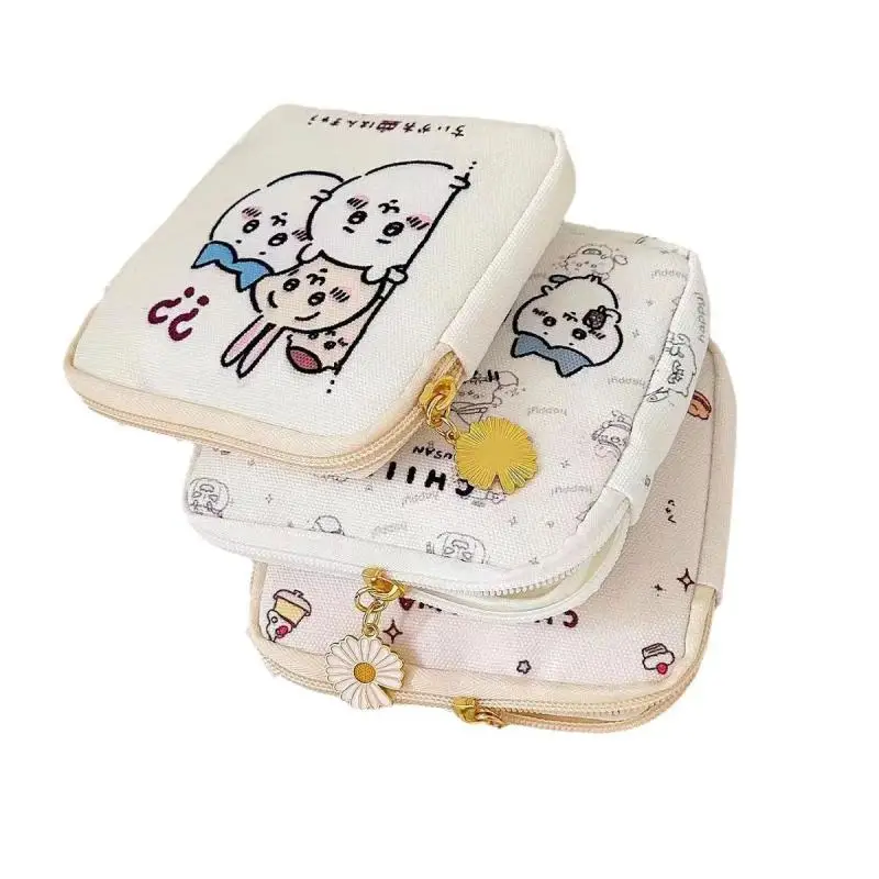 Usagi meninas saco de armazenamento absorvente sanitário saco de lona moeda carteira portátil saco de transporte chiikawa dos desenhos animados bonito hachiware presente