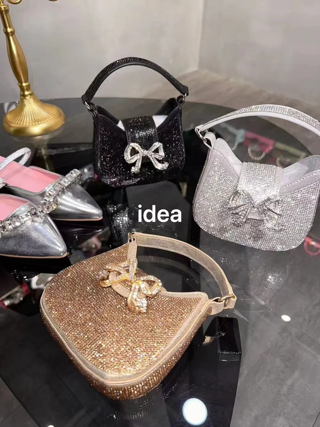 Glitter Shiny Mini Bag Rhinestones Diamond Evening Bag Fashion Women Handbag Luxury Wedding Party Clutch Purse Crossbody Bag