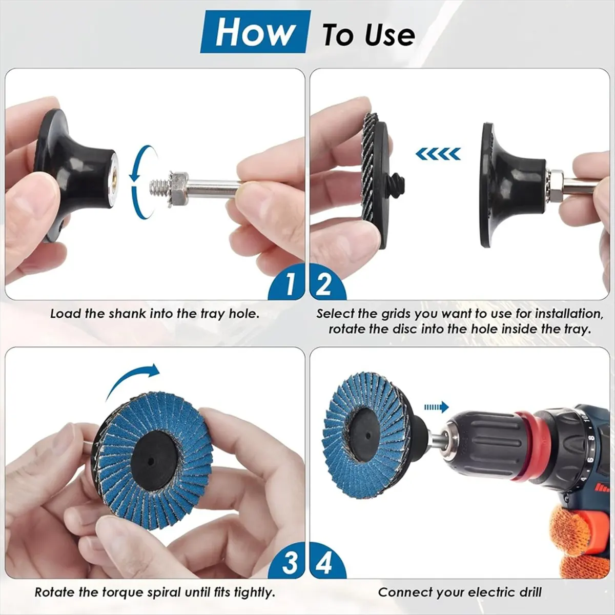T32C New 2 Inch Flap Disc, 72 PCS Die Grinder Sanding Disc with 1/4 Inch Holder, 40 60 80 120 Grit Assorted Grinding Wheels