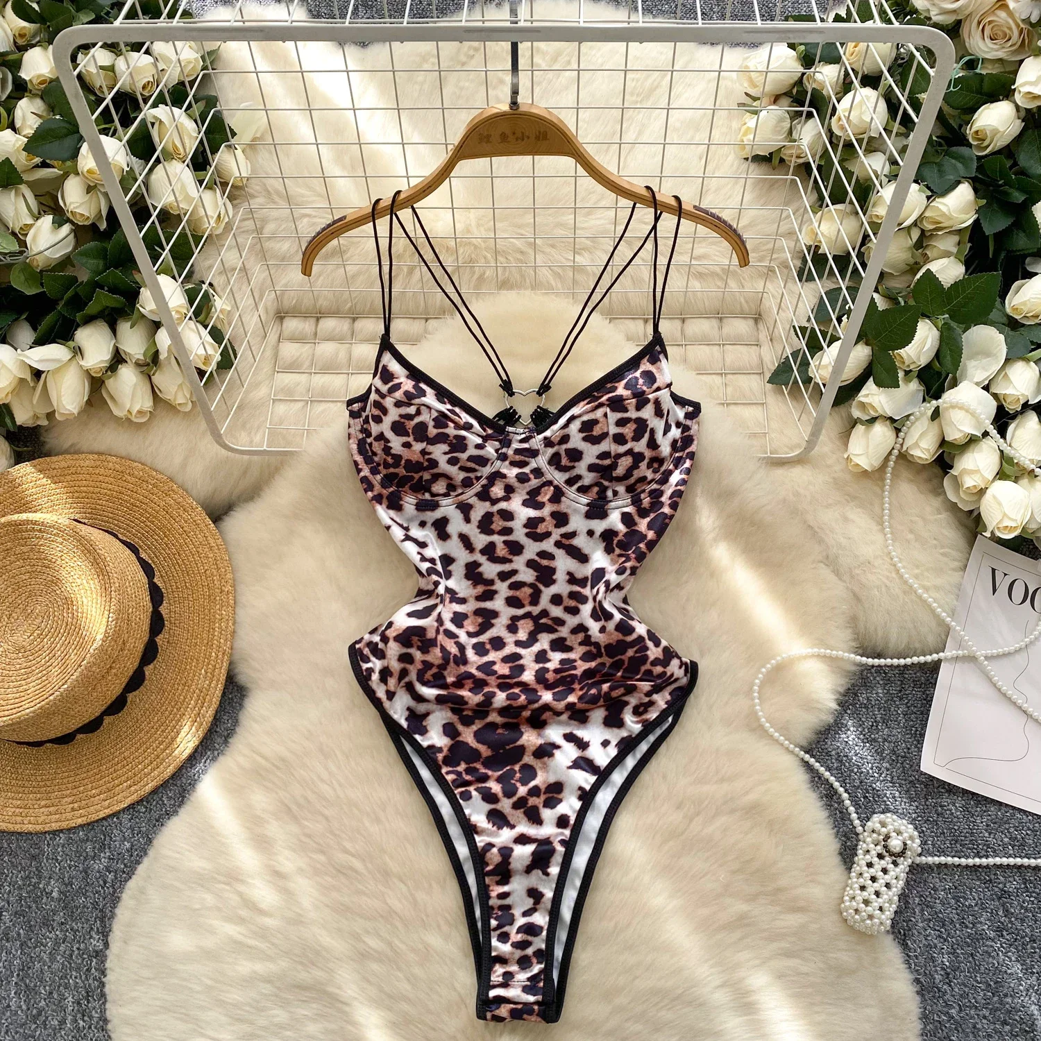 

Vintage Elegant sexy leopard Blouse Fashion Shirt Chic Top hotsweet Fairy bodysuits Summer Women Shirt