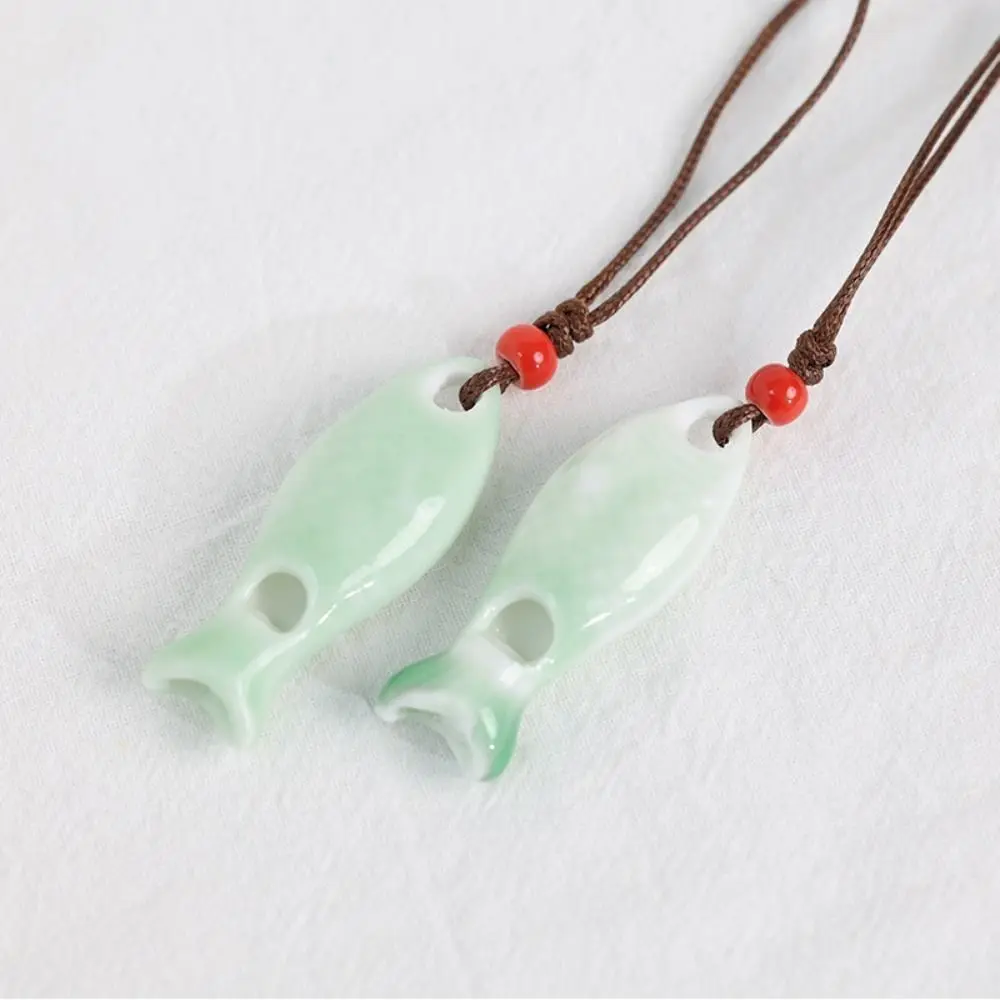 New Adjustable Cord Fish Whistle Handmade Porcelain Fish Pendant Ceramic Whistle Pendant Couple Gift