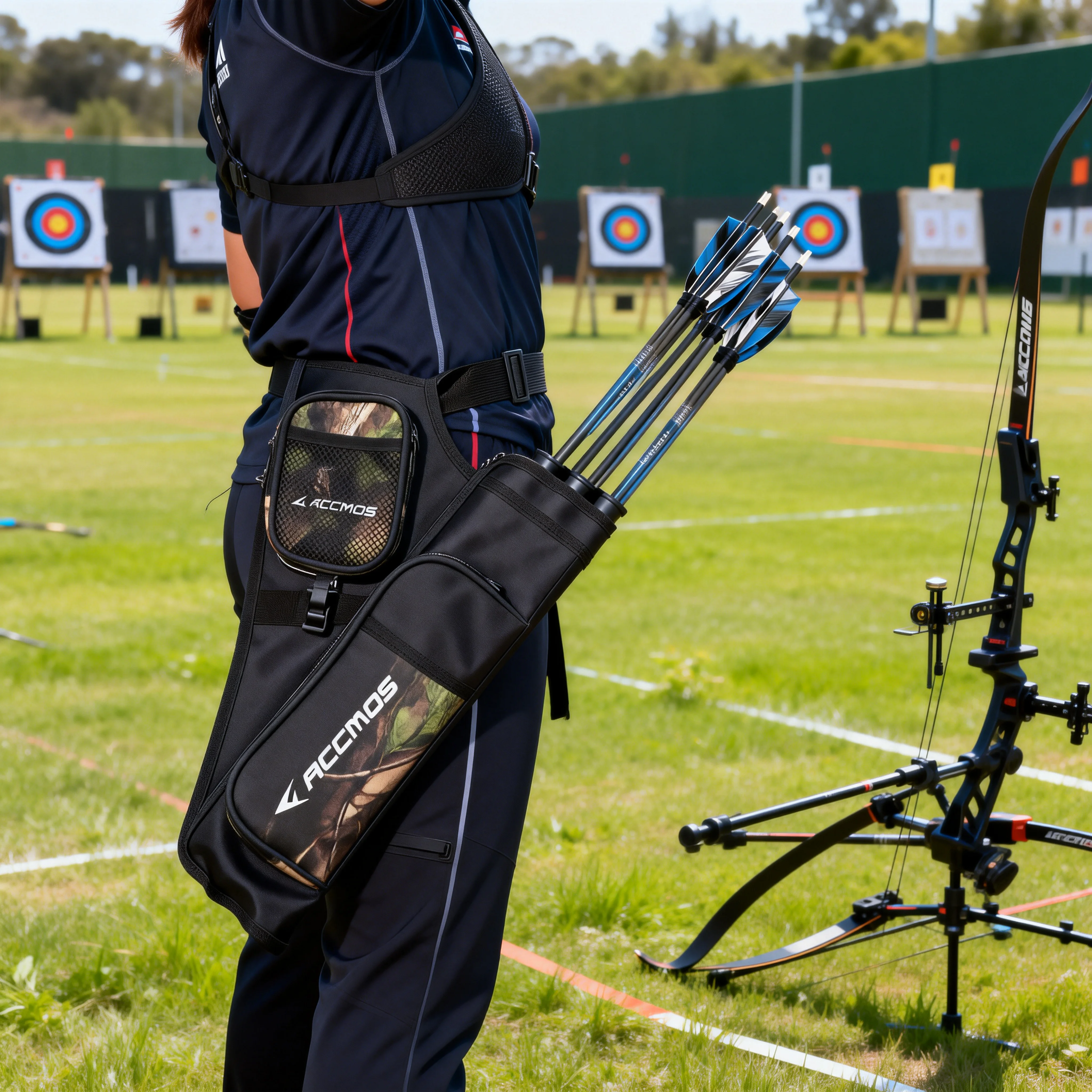 Archery Quiver Bag 4 colour Adjustable Belt 3 tubes Arrow Quiver Arrows for bow Hunting Accessories