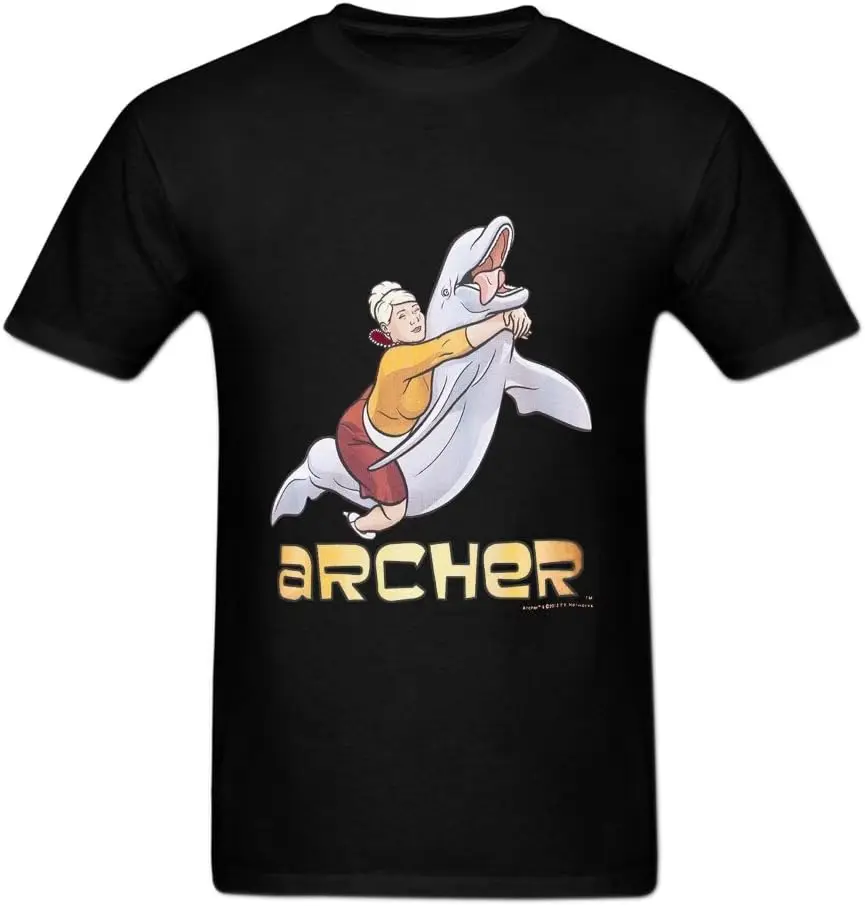 Adult Men's Archer Pam Riding Dolphin Print Tee Shirt Black L Black