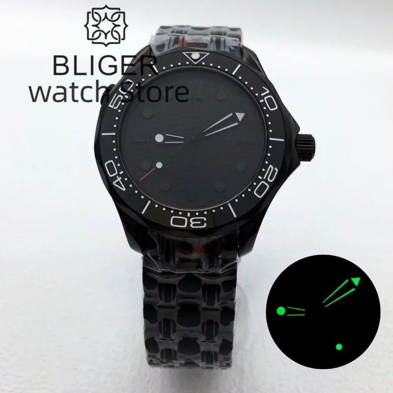 

BLIGER 41mm 10ATM waterproof aseptic black dial 24 Gem NH35 Automatic Men's Mechanical Watch Ceramic Bezel Stainless Bracelet