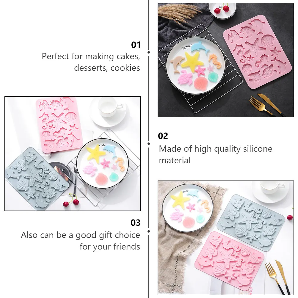 2Pcs Food Safe Silicone Marine Life Mold Creative Design Cake Making Mould Baking Gadget for Home Kitchen Professional Pastry view 5