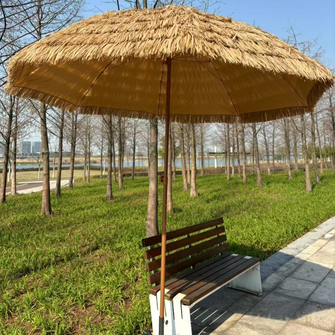

2.4 meters straw umbrella outdoor simulation parasol garden courtyard sunscreen umbrella beach scenic umbrella hotel courtyard