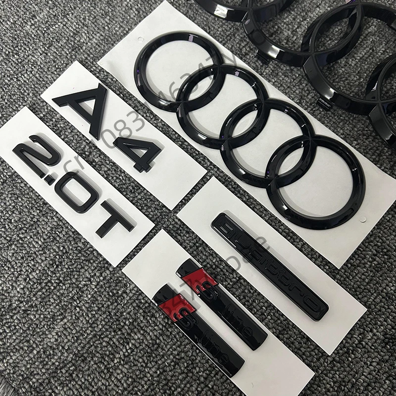 7pcs/set is suitable for the combination set of Quattro 2.0T Sline 2008-2017 before and after Audi A4 logo glossy black collar.