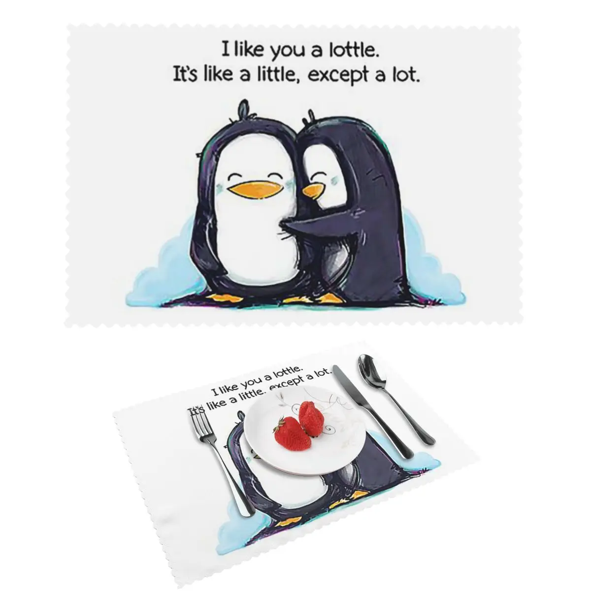 

I Like You A Lottle Пингвин Подставка для столовых приборов Моющийся коврик для обеденного стола Чаша Подставка для домашнего декора Супер впитывающие коврики