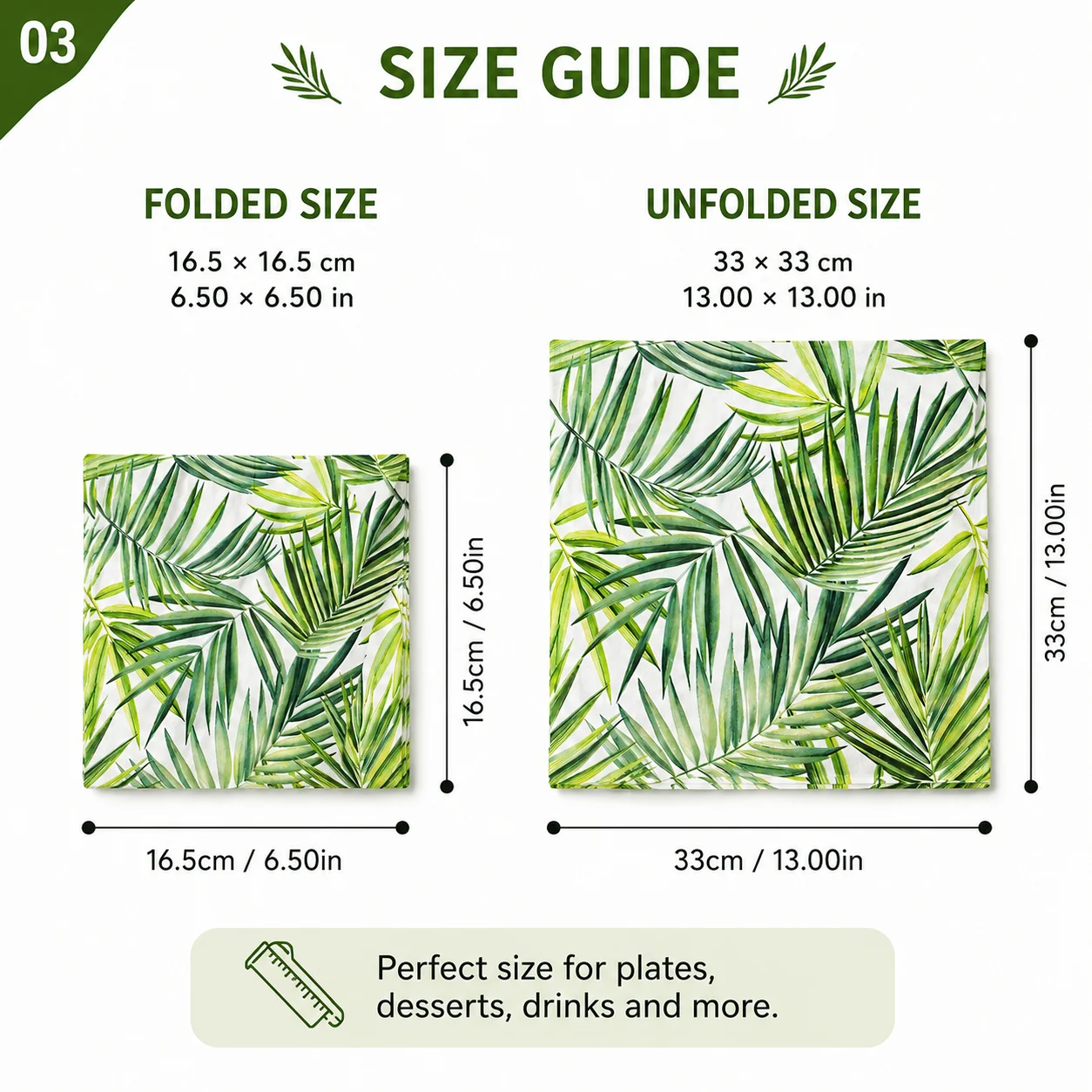 Printed Napkins Hotel Restaurant Table Decoration Wine Glass Flower Paper Fresh Green Leaves Colourful Paper Napkins 20pcs/pac