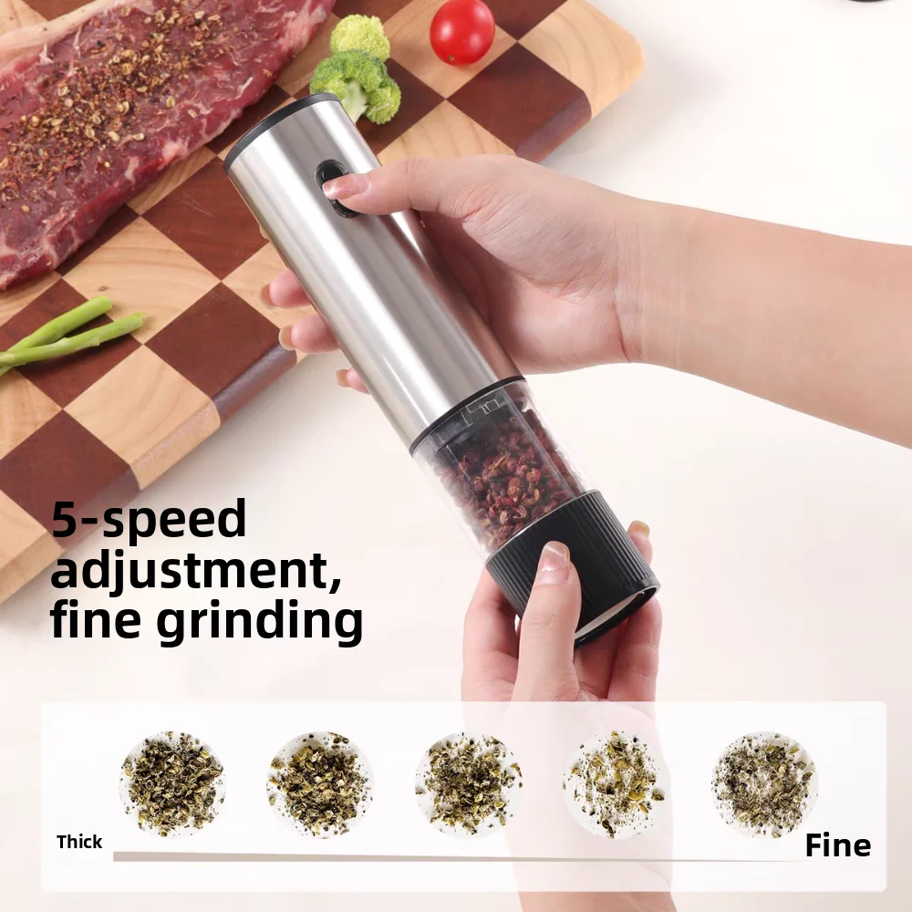 

Adjustable Coarseness Electric Salt Grinder Ceramic Core Large Capacity Automatic Spices Grinder One Click Start Sealed