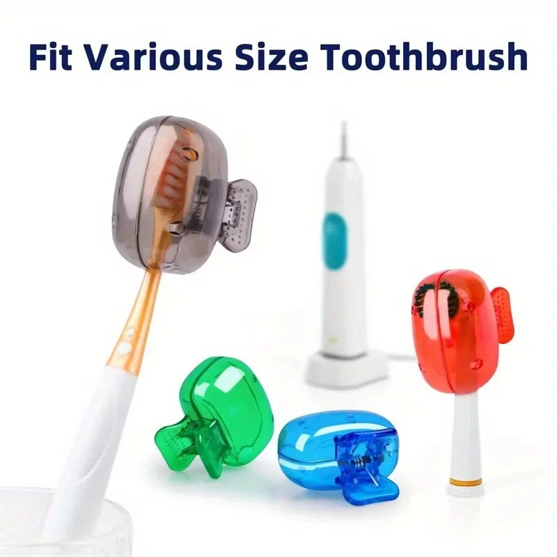 5pcs Portable Toothbrush Head Cover Clips Plastic Dustproof Head Germproof Protector Caps Travel Hiking Camping Bathroom