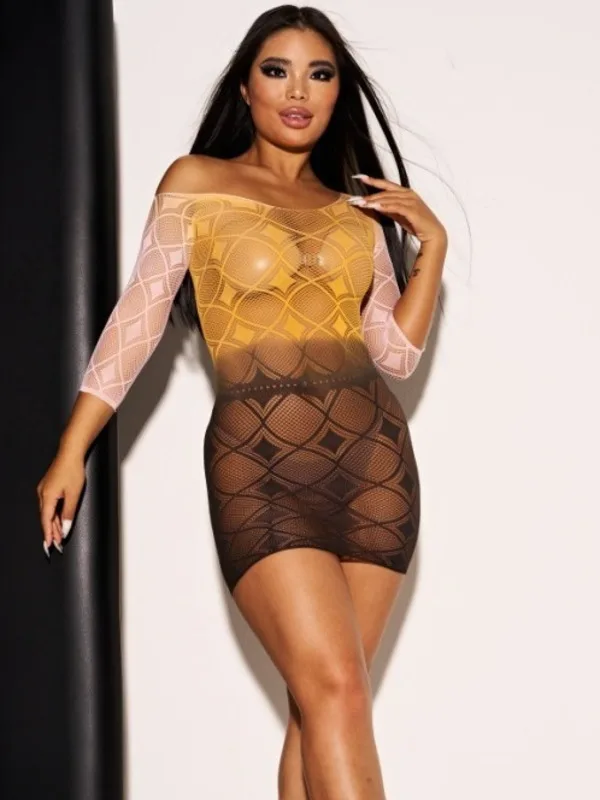 Exotic Summer Fashion Women's Clothing Tie Dyeing Sexy Half Sleeve Fine Grid Tight European American Style Elegant Dress KV3U image 5