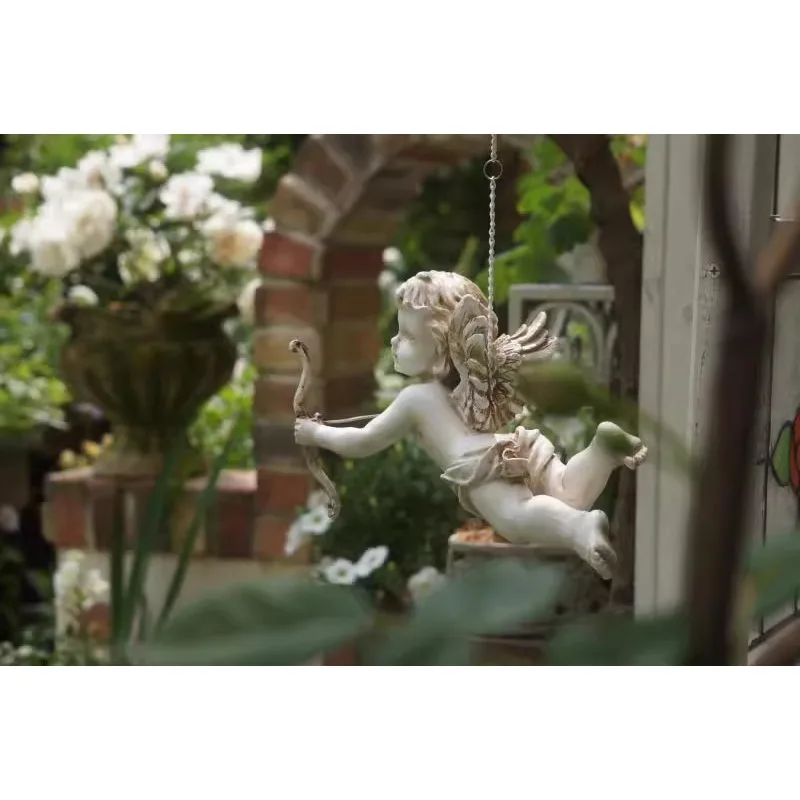 Retro and old hanging resin Cupid angel pendant ornament garden garden ornament spot