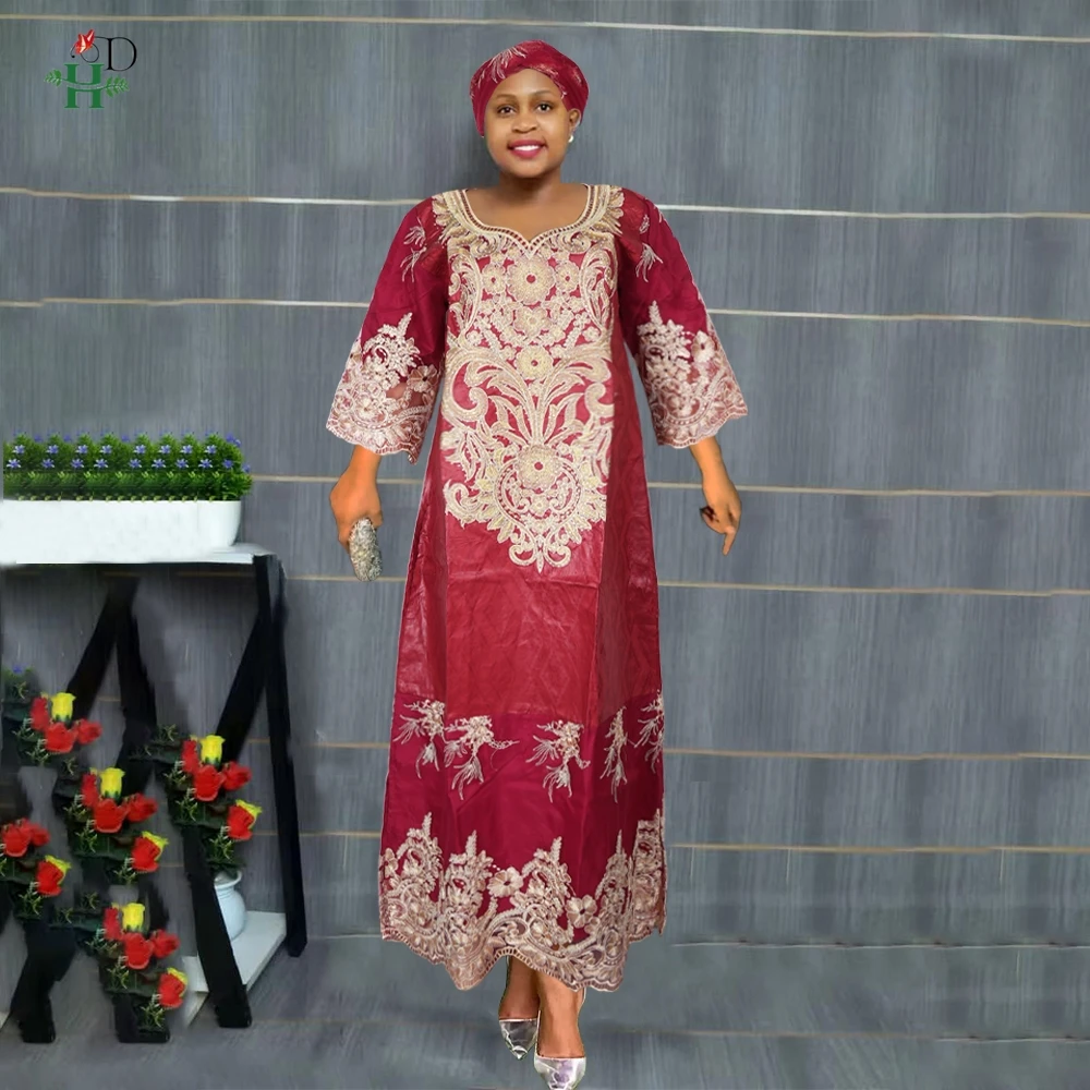 

H&D New African Clothes For Women Traditional Embroidery Dresses Bazin Ankara Women High quality Party Wedding Occasion
