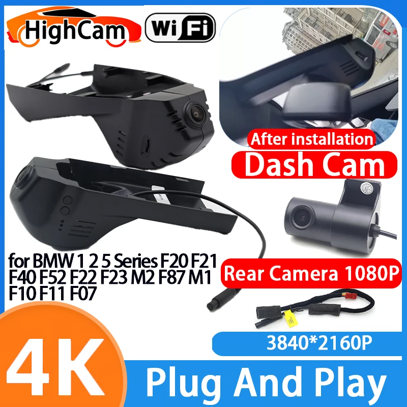Cámara de Video DVR para Auto con Wifi 4K OEM para BMW Serie 1 2 5 F20 F21 F40 F52 F22 F23 M2 F87 M1 F10 F11 F07, Grabador de Video con Cámara Delantera y Trasera