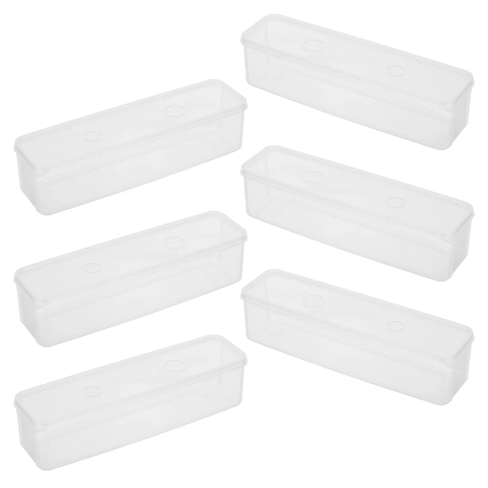 

6Pcs Rectangular Clear Plastic Spaghetti Storage Containers Airtight Slide Lid Pasta Pantry Organizer for Noodles Cereal Rice