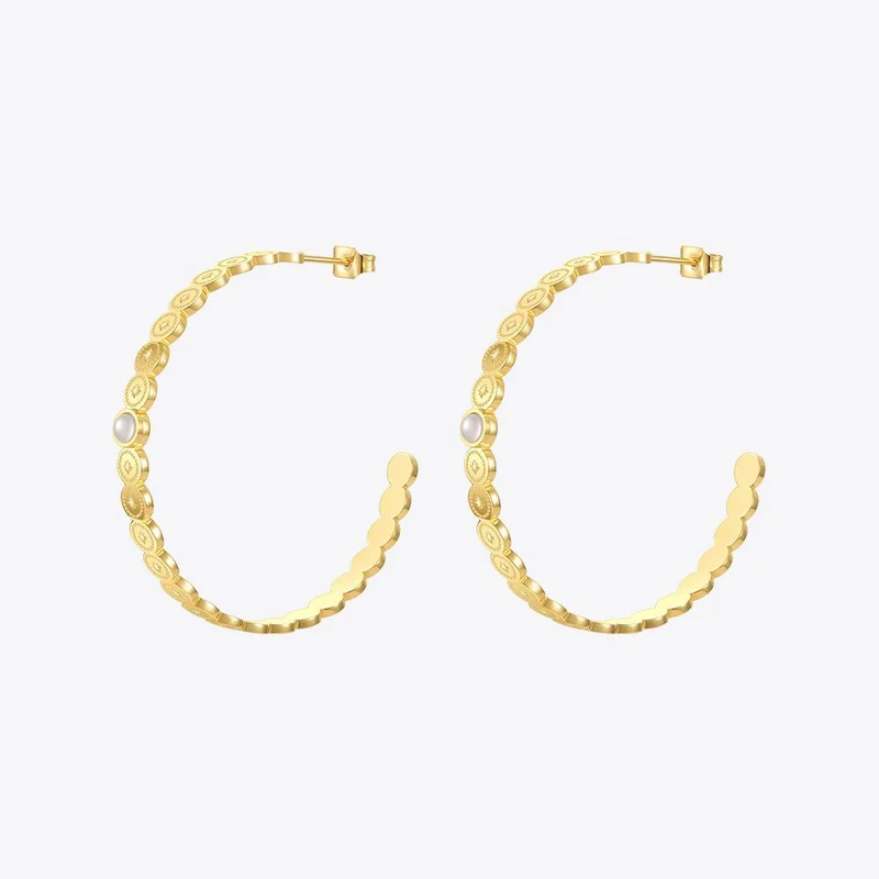 

ENFASHION Circle Hoop Earrings For Women's Earrings Stainless Steel 18K Gold Plated Boucle Oreille High Street Fashion Jewelry