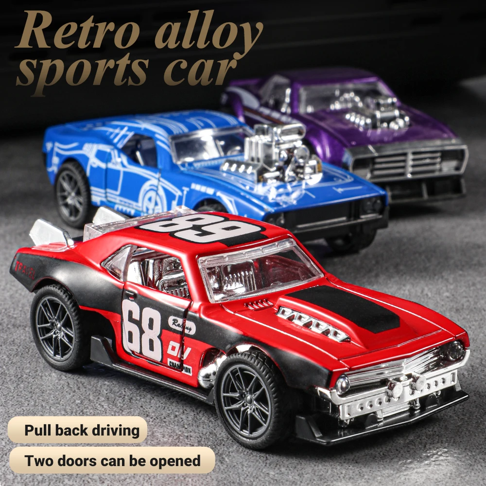 Simulazione 1: 43 Modello di auto in lega modificata vintage Pull-Back apribile Fonde sotto pressione Collezione di giocattoli Decorazione Giocattoli per regalo per bambini