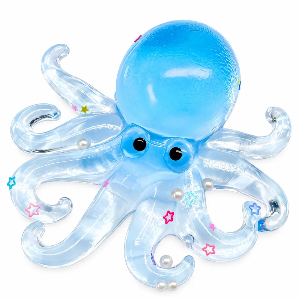 Octopus Squishy Squeeze Toy TPR with Pearl and Star Details Blue Pink Purple Ocean Animal Desk Fidget Gift for Adults 1 Piece
