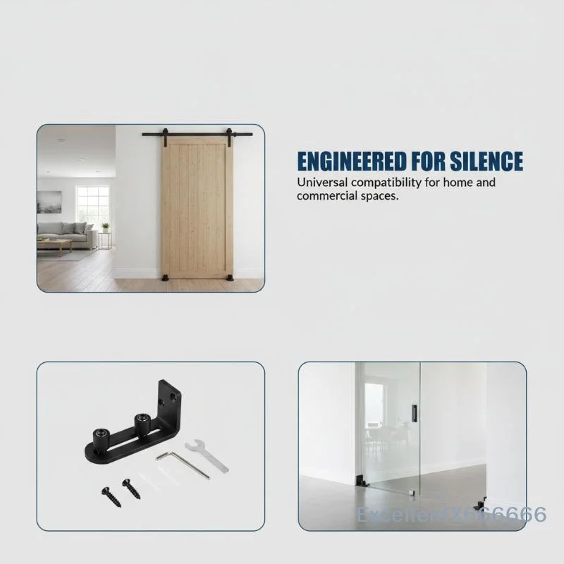 Heavy Duty Sliding Door Floor Guide Adjustable Low-Friction Roller Hardware Kit for Home  Renovation Use