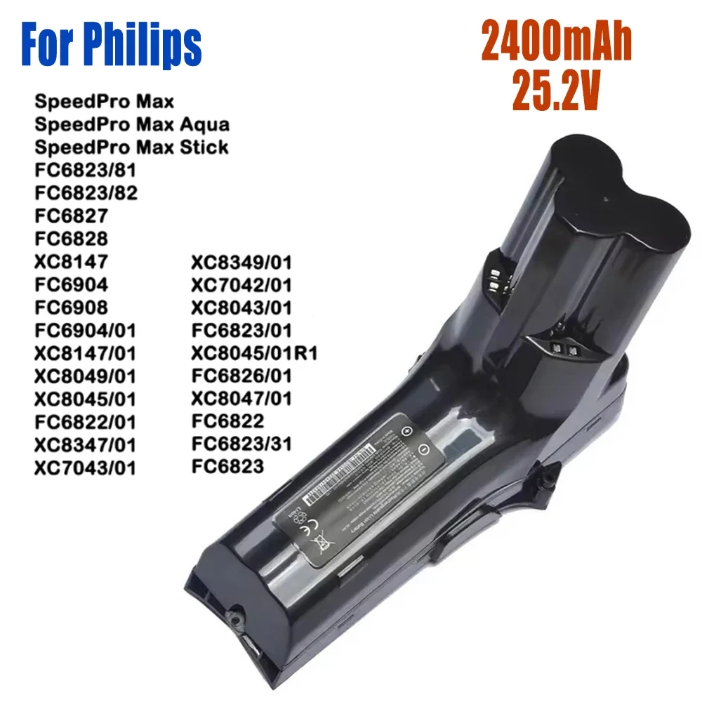 25.2V Replacement Battery For Philips SpeedPro Max Aqua Stick Cordless Vacuum XC8055/01 XC8045/01 XC8043/01 XC8347/01 XC8349/01