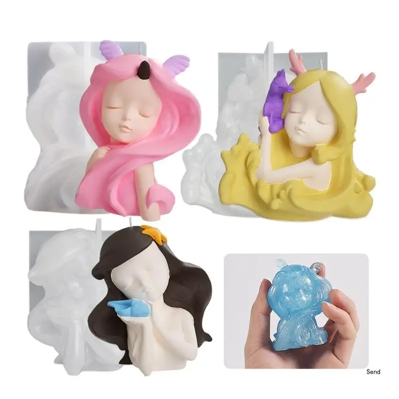 3D Princess Candle Silicone Mold DIY Crystal Epoxy Resin Mould Scented Candle Making Tools Handmade Soap Ice Cream Mold